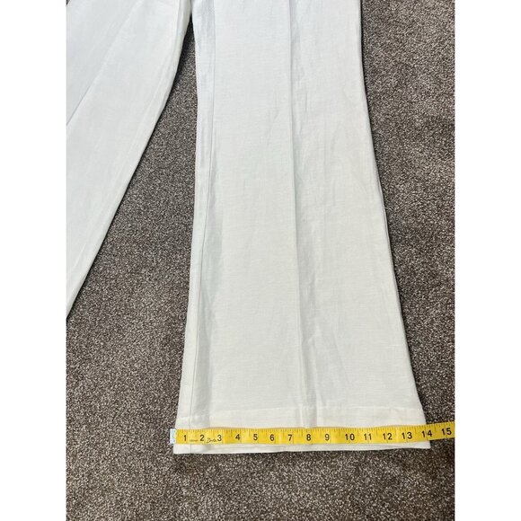 Frame Women’s Linen Cotton Pants Size 6 White Wide Leg High Rise Zipper NWT - Picture 9 of 15